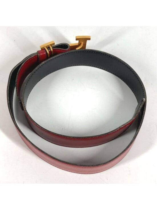 Hermes Belt Leather Red Black